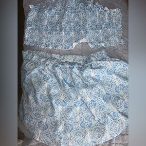 Blue and White Patterned Two-Piece Skort Set